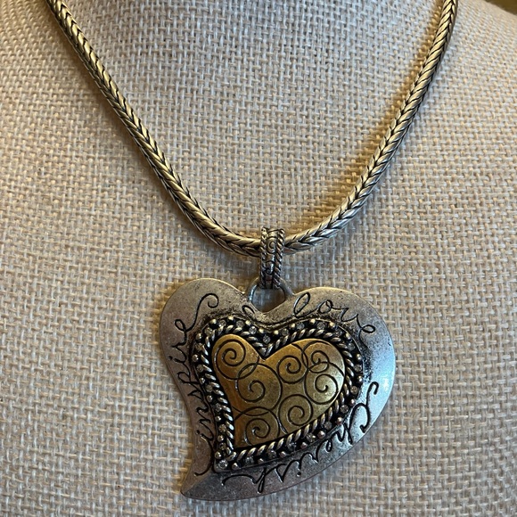 CHICOS INSPIRATIONAL SILVER AND BRASS NECKLACE - Picture 13 of 14